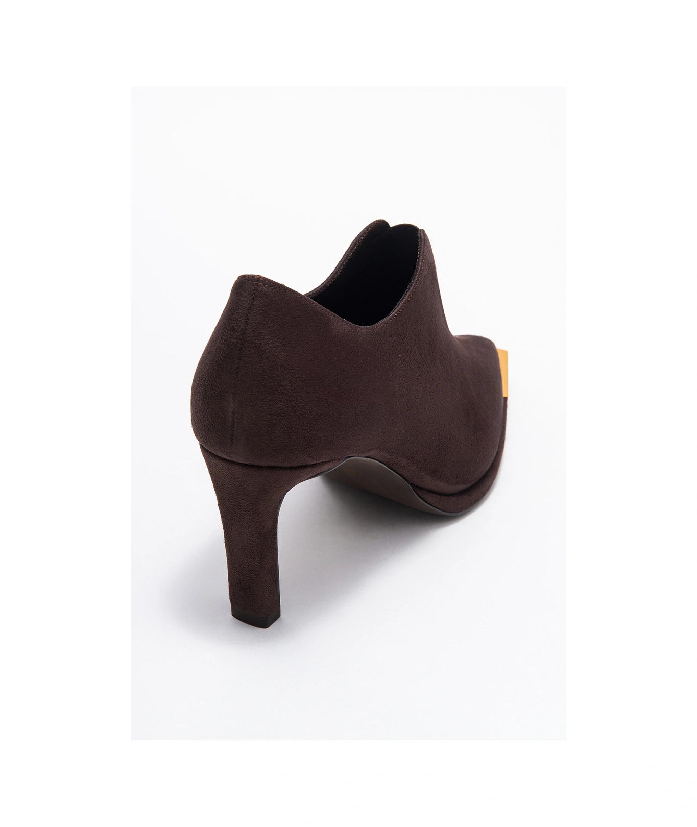 Nıva Kahverengi Süet Altın Detaylı Lastikli Kadın Bilekte Topuklu Ayakkabı Kahverengi