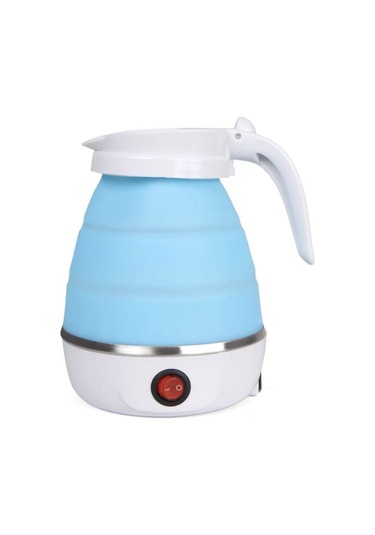 Hfambition Seyahat Ve Ev Kullanımı İçin Katlanabilir Silikon Su Isıtıcısı - Mavi, Eu Fişli Mavi