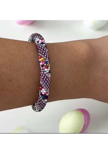 İkonik Stil Boncuk Bileklik Mor