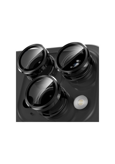 Apple Uyumlu iPhone 14 Pro Max Raze Metal Kamera Lens Koruyucu Siyah