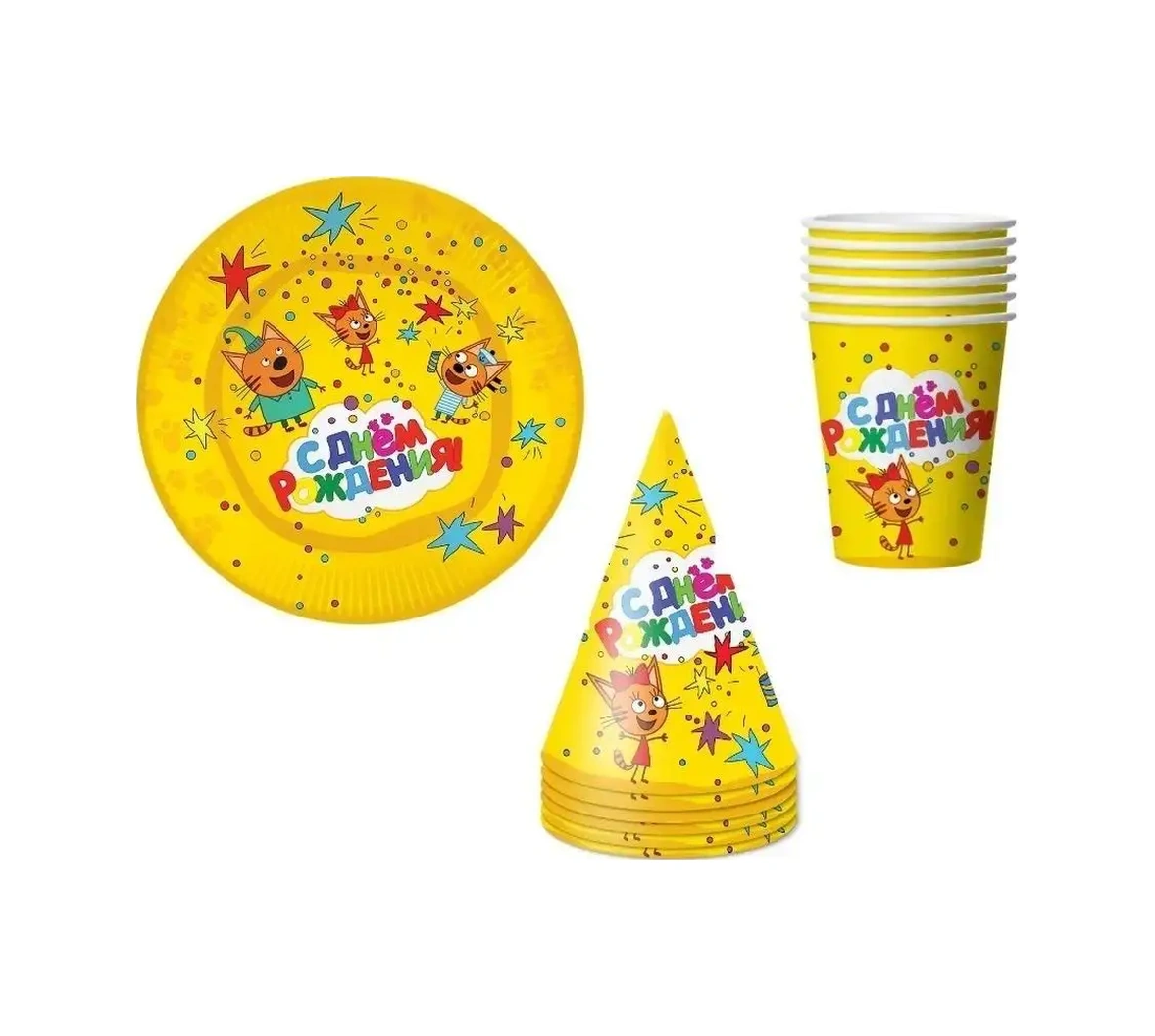 Davajdarit' 3 Kedi 12 Kişilik Tek Kullanımlık Parti Mutfak Seti 150736888 100 adet