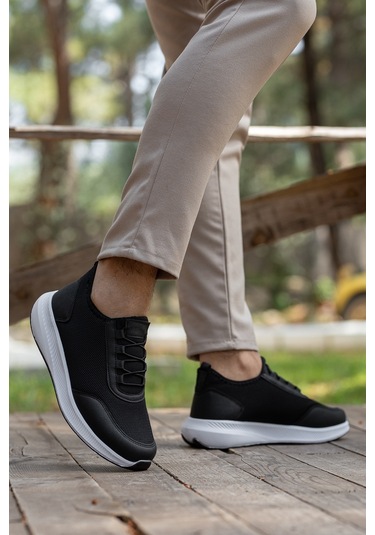 D0126 Günlük Ortopedik Erkek Sneaker Spor Ayakkabı Siyah-beyaz