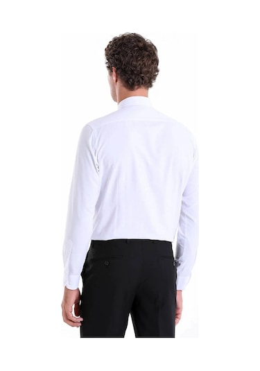 Hatemoğlu Slim Fit Pamuklu Uzun Kollu Erkek Gömlek - Beyaz
