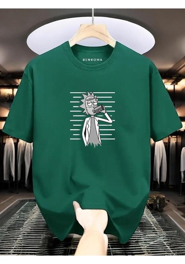 Adam Baskılı Oversize T-shirt Yeşil