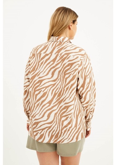 Oversize Desenli Gömlek