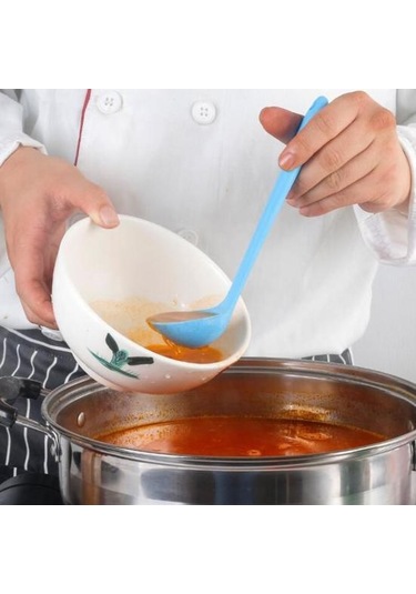 Kırmızı Kaşık Rahat Kavrama Uzun Saplı Asılı Delik Taşınabilir Yapışmaz Gıda Sınıfı Silikon Kaşık Karıştırma Kaşığı