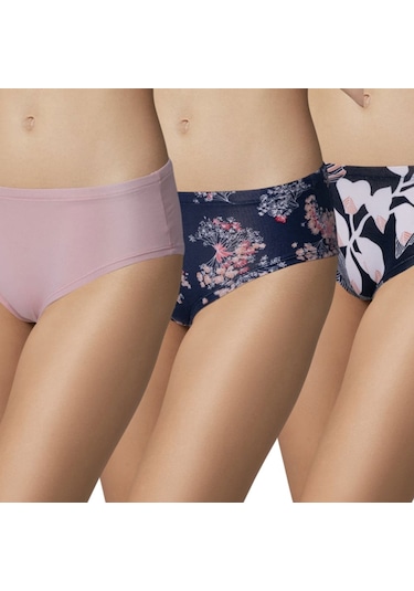 Doreanse Kadın Pembe & Çiçek Desenli 3'lü Külot Slip 7128 Çok Renkli