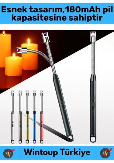 Premium Kompakt Esnek Rüzgara Yağmura Dayanıklı Outdoor Kamp Şarjlı Elektrikli Ocak Çakmağı