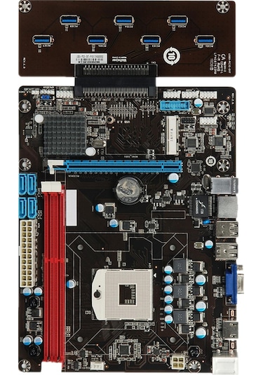 Esonic QS8-BTC Combo Intel Celeron Işlemcili HM65 1600 MHz DDR3 Soket 988 ATX Mining Anakart
