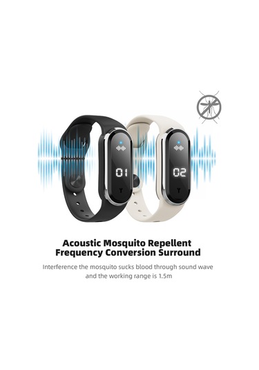 Symbee Siyah Ultrasonik Uyku/ Bahçe/ İç Mekan Modlu Uçucu Kovucu Bileklik - Saat Ve Adım Sayımı Özellikli, Çocuk & Yetişkin İçin Dış Mekan Koruyucu
