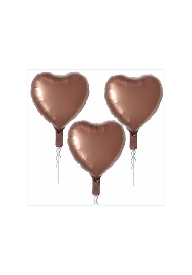 3 Adet Kalp Folyo Balon Karamel 18 Inc Çok Renkli