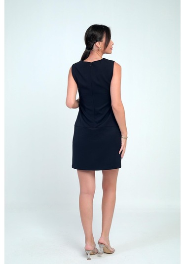 Kadın Filoto Detaylı Kısa Elbise-41770 Siyah