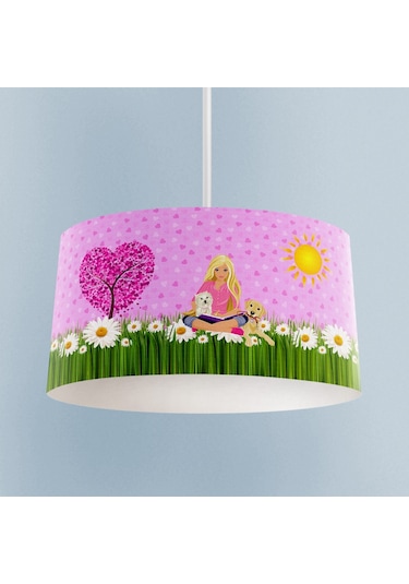 Mekta Home Bebek Ve Çocuk Odası Barbie Ve Kalp Desenli Avize Renkli