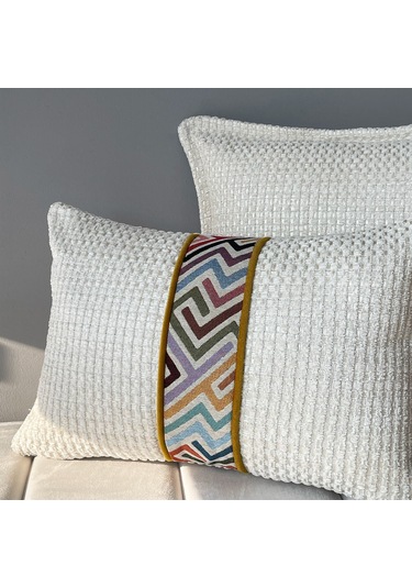 "woven" Bordür Detaylı Dekoratif Kırlent Set Ekru