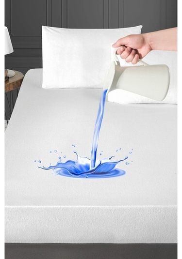 Elçinonline Sıvı Geçirmez Micro Fitted Çift Kişilik Yatak Alezi Beyaz