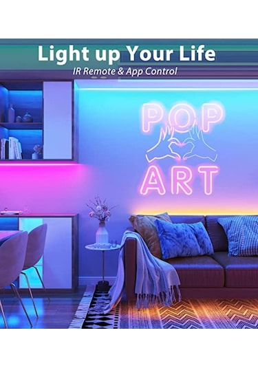 Neon Led Şerit Işık Seti Rgb Renkli Bluetooth Smart 2.5 Metre