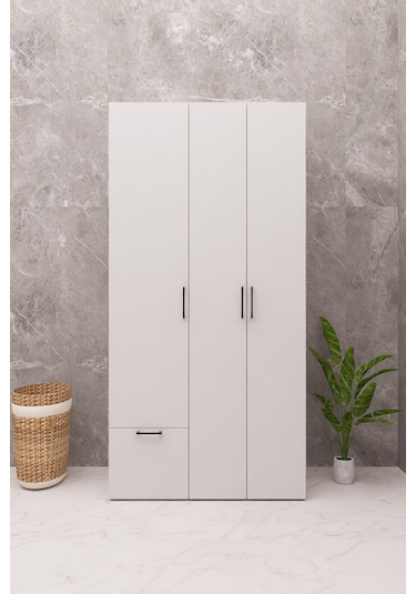 Mdf Çamaşır Makinesi Ve Kurutma Makinesi Dolabı Ütü Masalı Kapaklı Beyaz