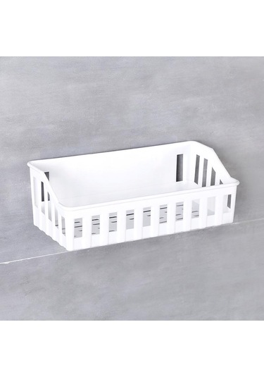 Beyaz Deliksiz Ev Banyo Rafı Beyaz