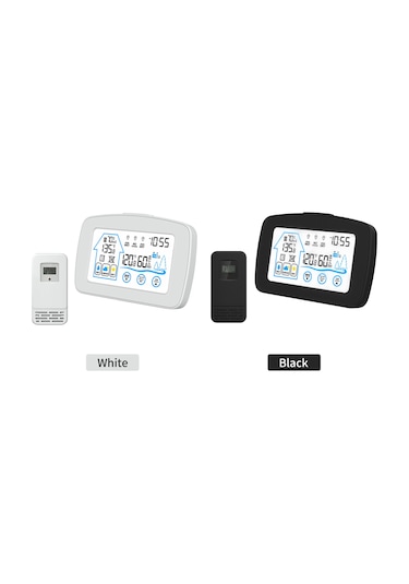 Hangfox Beyaz İç/harici Kablosuz Sıcaklık Nem Ölçer, Aydınlatmalı Büyük Ekran, 100m Sensör Aralığı, Konfor Göstergeli Hava Durumu Saati