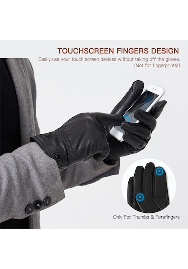 Geeroyoo Erkekler İçin Sıcak Tutan Dokunmatik Ekranlı Koyun Derisi Eldiven - Xl Boy Diğer Çok Renkli