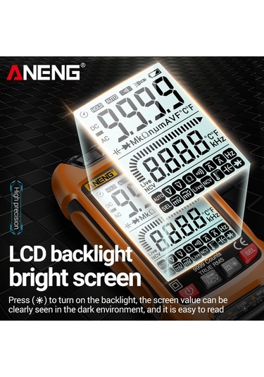 Prestigegoods Aneng Sz02 Akıllı Dijital Multimetre 9999 Counts Otomatik Ölçüm Ncv Evrensel H Turuncu