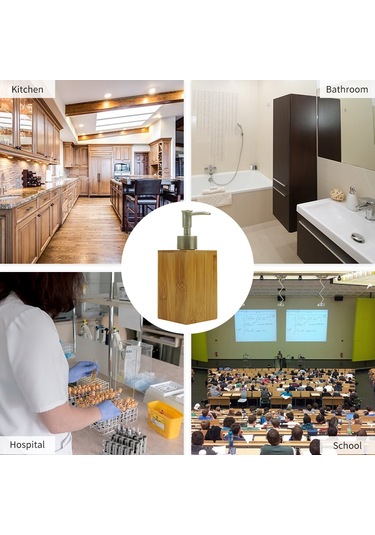 Ximistore9 Bambu Ve Plastik 220ml Sabun Dispenseri - 360 Döner Pompalı, Banyo Ve Mutfak İçin Kolay Doldurulabilir Saklama Kabı Kahverengi