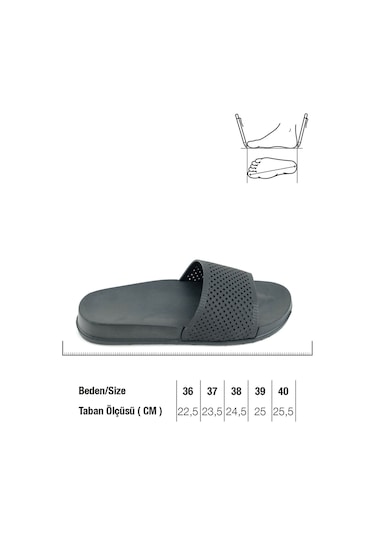 Gezer Kadın Yazlık Eva Islak Zemine Uygun Ev Bahçe Banyo Havuz Terlik Siyah