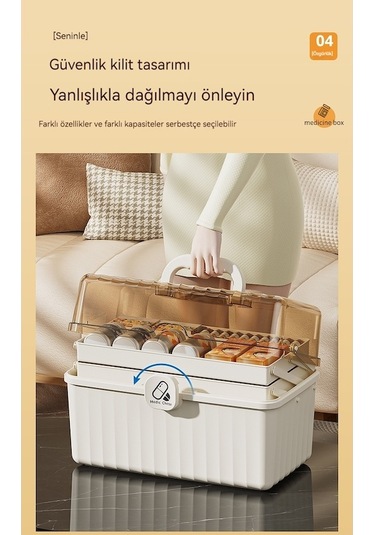 Bosphorusboutique02 Pratik Ev Acil İlaç Kutusu - Çok Katlı, Büyük Kapasiteli, Ekstra Büyük Mavi Kristal Model Mavi