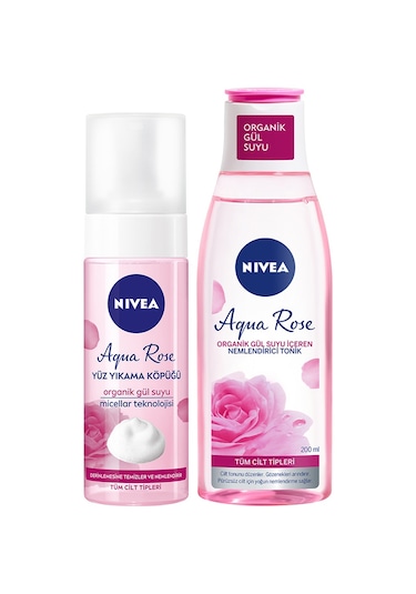 NIVEA Yüz Bakım Aqua Rose Yüz Yıkama Köpüğü 150 ML + Tonik 200 ML