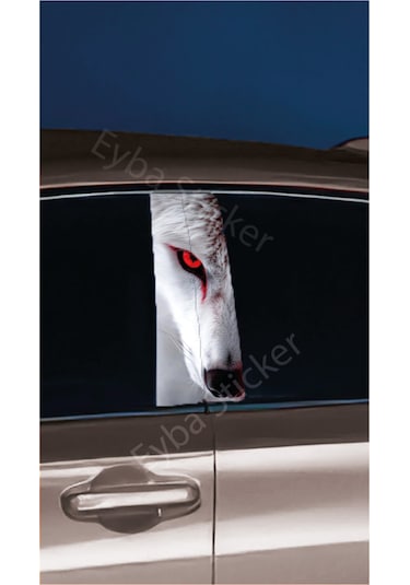 Araç Kapı Direk Kaplama Folyosu Beyaz Kurt Desenli Drk24 Sağ Sol Takım 2 Adet - 22x50 Cm