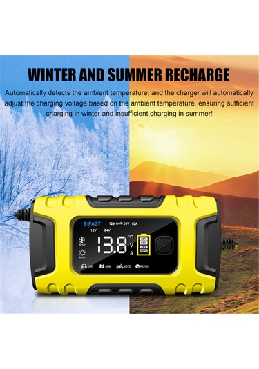 Tenfowee E-fast Akıllı Renkli Ekranlı Şarj Cihazı: 12v/24v 10a Otomobil Ve Motosiklet Aküleri İçin Çok Fonksiyonlu Sarj Aleti