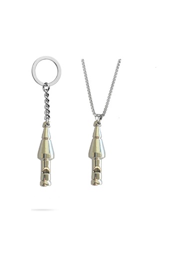 Paslanmaz Çelik Kolye ve Düdük Anahtarlık Seti Çelik