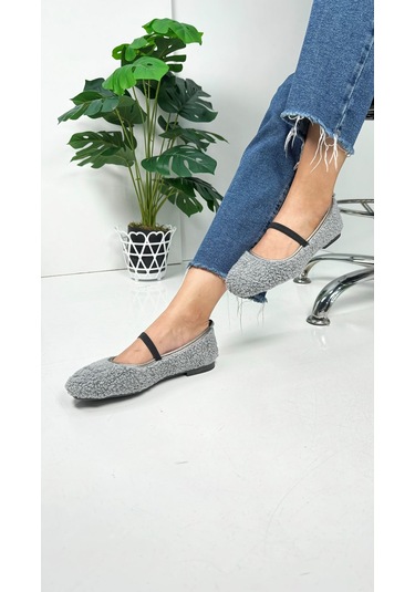 Günlük Kadın Babet Peluş Lastikli Oval Burunlu Alçak Topuklu Tırtıklı Tabanlı Ayakkabı 369 Gri Günlük Kadın Babet Peluş Lastikli Oval Burunlu Alçak Topuklu Tırtıklı Tabanlı Ayakkabı 369 Gri