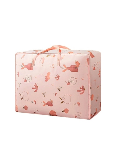 Unimarket Oxford Kumaş Saklama Çantası Kolay Erişim Yorgan Düzenleyici Giysiler Büyük Kapasiteli Baskı Büyük Yük Taşıyan Çift Saplı Toz Geçirmez Nem Geçirmez Battaniye Pembe M L5uwap