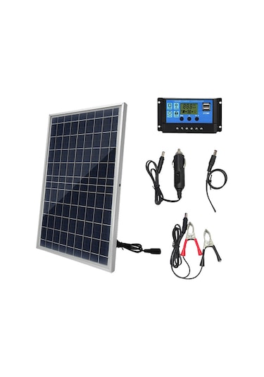 Moveevo 10w Çok Kristal Güneş Paneli, Ip65 Su Geçirmez, 100a Kontrolörlü, Ev Kamp Araç Kullanıma Uygun, Çift Usb Çıkışlı Güneş Enerji Paketi