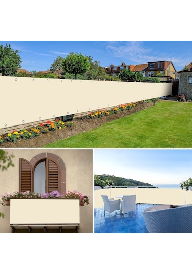 Ceylan Home Balkon Demiri Perdesi Bağcıklı Düz Krem Ölçü Seçenekl Krem