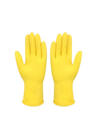 Ranyeek Sünger Lastik Ev İşleri Eldiveni - Yıkama Ve Temizlik İçin İnce L Beden Sarı Tam Parmaklı Eldiven