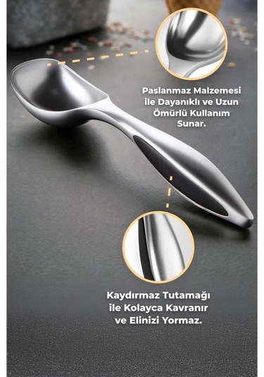 Primanova Dondurma Kaşığı - Metalik Metalik Gri