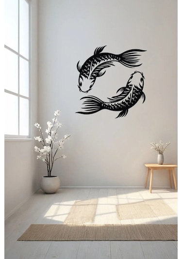 Koi Balığı Duvar Süsü Tablo - 35x35 Cm, Feng Shui Sembolü