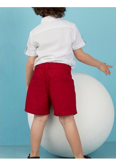 Denokids Ollie&Olla V Cepli Kırmızı Gabardin Erkek Çocuk Şort Çok Renkli