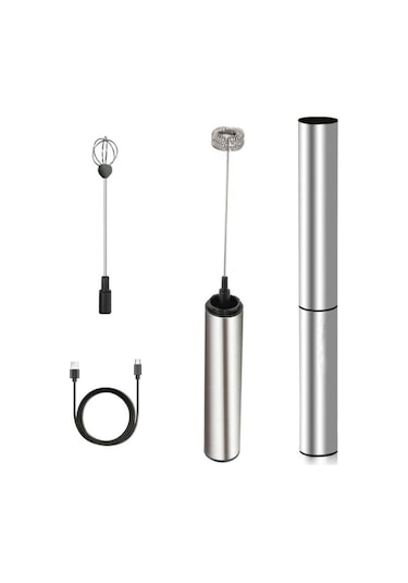 Springsun Usb Şarjlı Elektrikli Süt Köpürtücü, 2 Hızlı, Çelik Paslanmaz, Ev Ve Seyahat İçin Portatif Kahve Latte Çapuccino Mixer Diğer