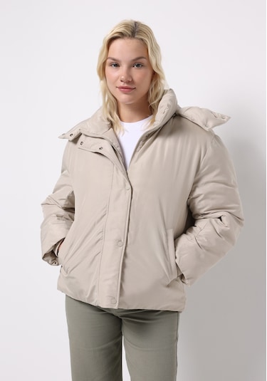 Colins Regular Fit Kapüşonlu Fermuarlı Astarlı Çıkarılabilir Kapüşonlu Kadın Bej Mont Cl1076419 Q1.v1 Beı Bej