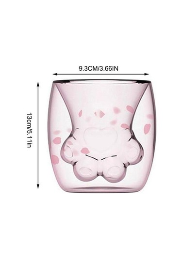 Kedi Pençe Kupası Yaratıcı Cam Çift Katmanlı Kahve Süt Kupası Kiraz Çiçeği Toz Ev Şeffaf Yalıtım Cam Su Kupası Kupalar Pembe Altın