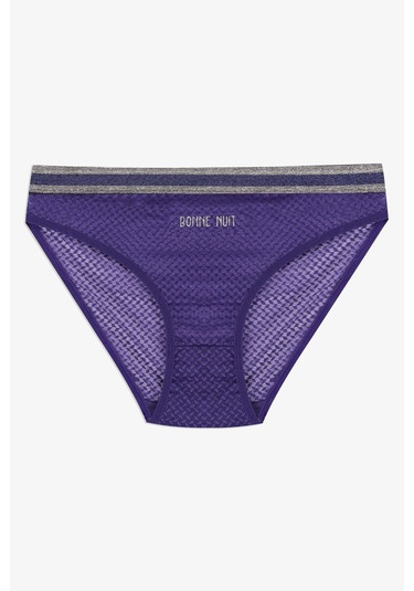 Kadın 3'lü Dantelli - Baskılı Külot 20820 Siyah - Lila - Beyaz