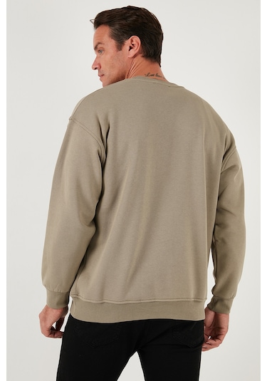 Buratti Regular Fit Bisiklet Yaka Pamuklu Içi Tüylü Yumuşak Şardonlu Erkek Sweat 5905405 Vizon Yeşili