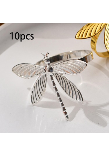 Homyl 10 Adet Yusufçuk Peçeteli Yüzükler Peçete Tutucuları Gümüş