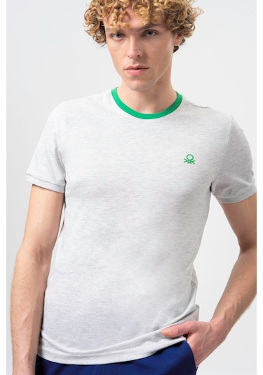 Benetton Bnt-m20461-23y Erkek T-shirt BNT-M20461-R0593 Gri Melanj