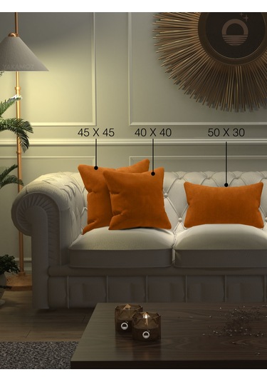 Br Yakamoz Portakal Rengi Kırlent , Yastık Kılıfı Kadife Görünümlü Velvet Touch Serisi Portakal Rengi