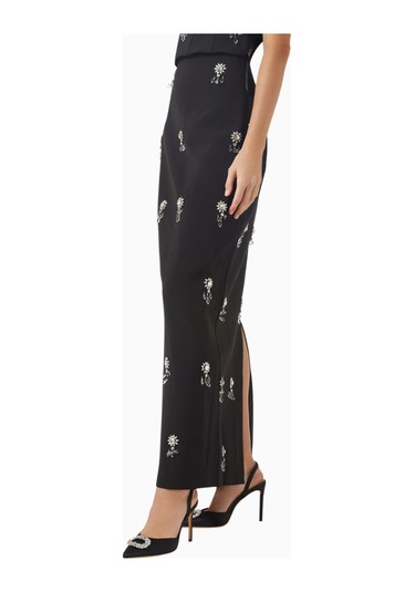 Nass Kyra 100 Kristal Tokalı, Saten Slingback Stiletto Siyah