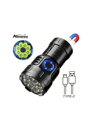Brightnova Yüksek Parlaklık 8x Led Xpg Güçlü Küçük El Feneri Type-c Şarj Portatif Klips Mıknatıslı Gece Lambası Black X68 Altın